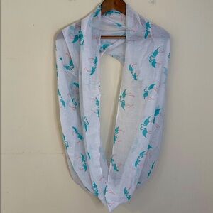 Scarf D&Y flamingo novelty print infinity scarf semi sheer lightweight colorful